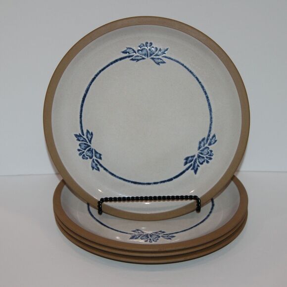 Set Of 4 Midwinter Blue Print Stoneware Dinner Plates 10 7/8” Oven To Table - Picture 1 of 7